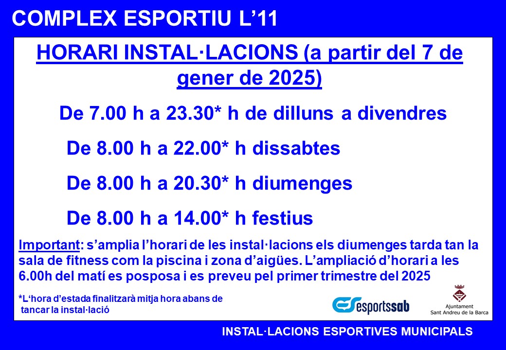 Imatge de la notícia: Nous horaris Complex l'11 